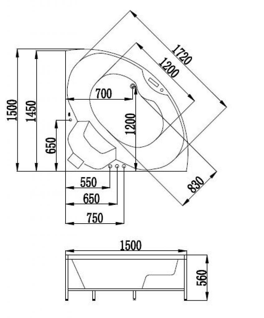 PureHaven Whirlpool 150x150 cm elegantes Design Heizung Lichttherapie Soundsystem Reinigungsprogramm Bluetooth-Soundsystem