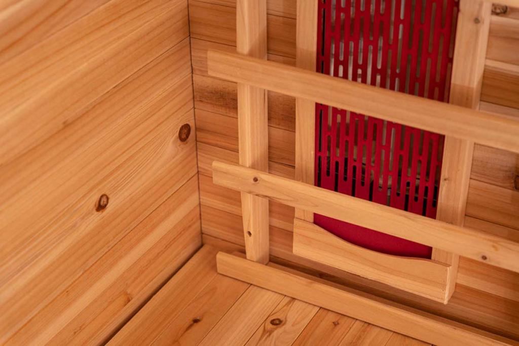 PureHaven Infrarotkabine 175x120x190 cm aus kanadischem Hemlock-Holz Bluetooth-Soundsystem Timer Lichttherapie in 4 Farben digitale Steuerung