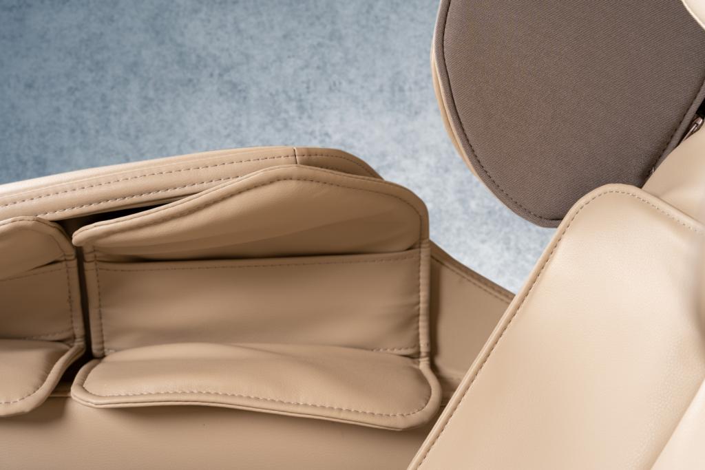 PureHaven Massage-Sessel Knet- und Klopfmassage Heizfunktion Bluetooth USB Sprachsteuerung beige PU-Leder Fuß- Rücken- und Gesäßmassage