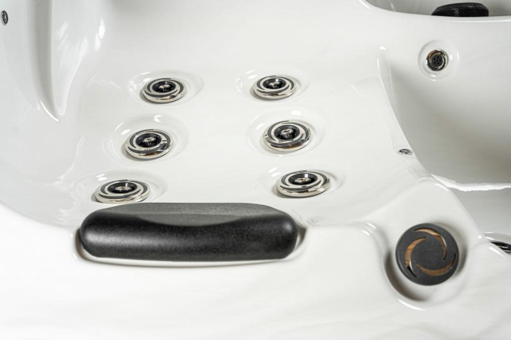 PureHaven American Outdoor-Whirlpool 210x160 cm für 3 Personen mit 33 Massagedüsen Heizung LEDs Thermoabdeckung Farbe Sterling Silber/Grau