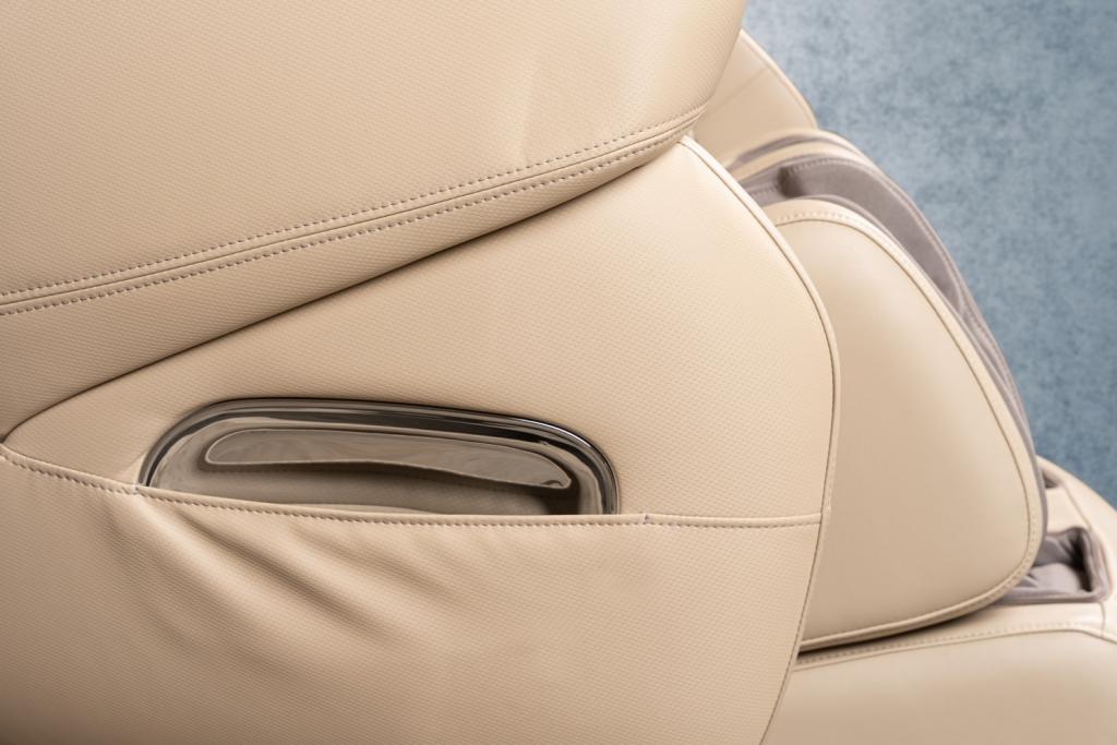 PureHaven Massage-Sessel Knet- und Klopfmassage Heizfunktion Bluetooth USB Sprachsteuerung beige PU-Leder Fuß- Rücken- und Gesäßmassage