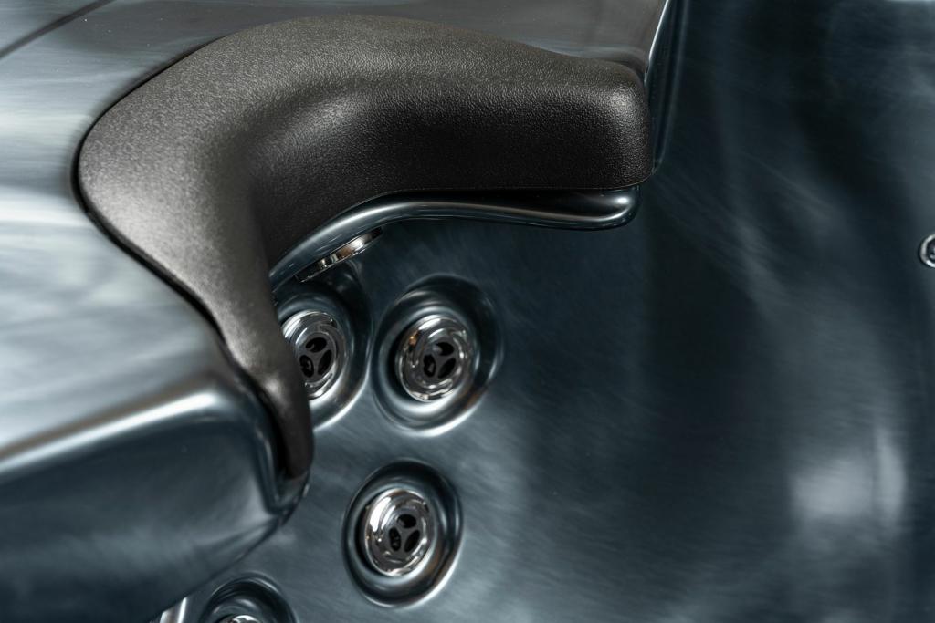 PureHaven American Outdoor-Whirlpool 215x215 cm für 5 Personen mit 53 Massagedüsen Heizung LEDs Thermoabdeckung Ozondesinfektion Pearl Shadow/Grau