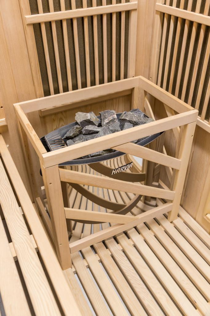 PureHaven Infrarotsauna 120x160x200 cm für 4 Personen Saunaofen aus kanadisches Hemlock-Tannenholz energiesparend Schöpfkelle Saunasteine