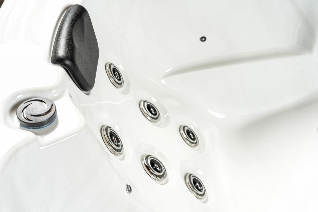 PureHaven American Outdoor-Whirlpool 210x160 cm für 3 Personen mit 33 Massagedüsen Heizung LEDs Thermoabdeckung Farbe Sterling Silber/Grau