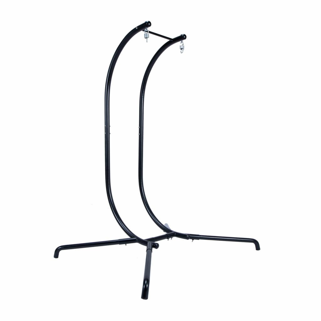 PureHaven Hängesessel für 2 Personen 130x120x200 cm Rattan-Kunststoffgeflecht mit Kissen wasserfest strapazierfähig gefederte Aufhängung grau/schwarz