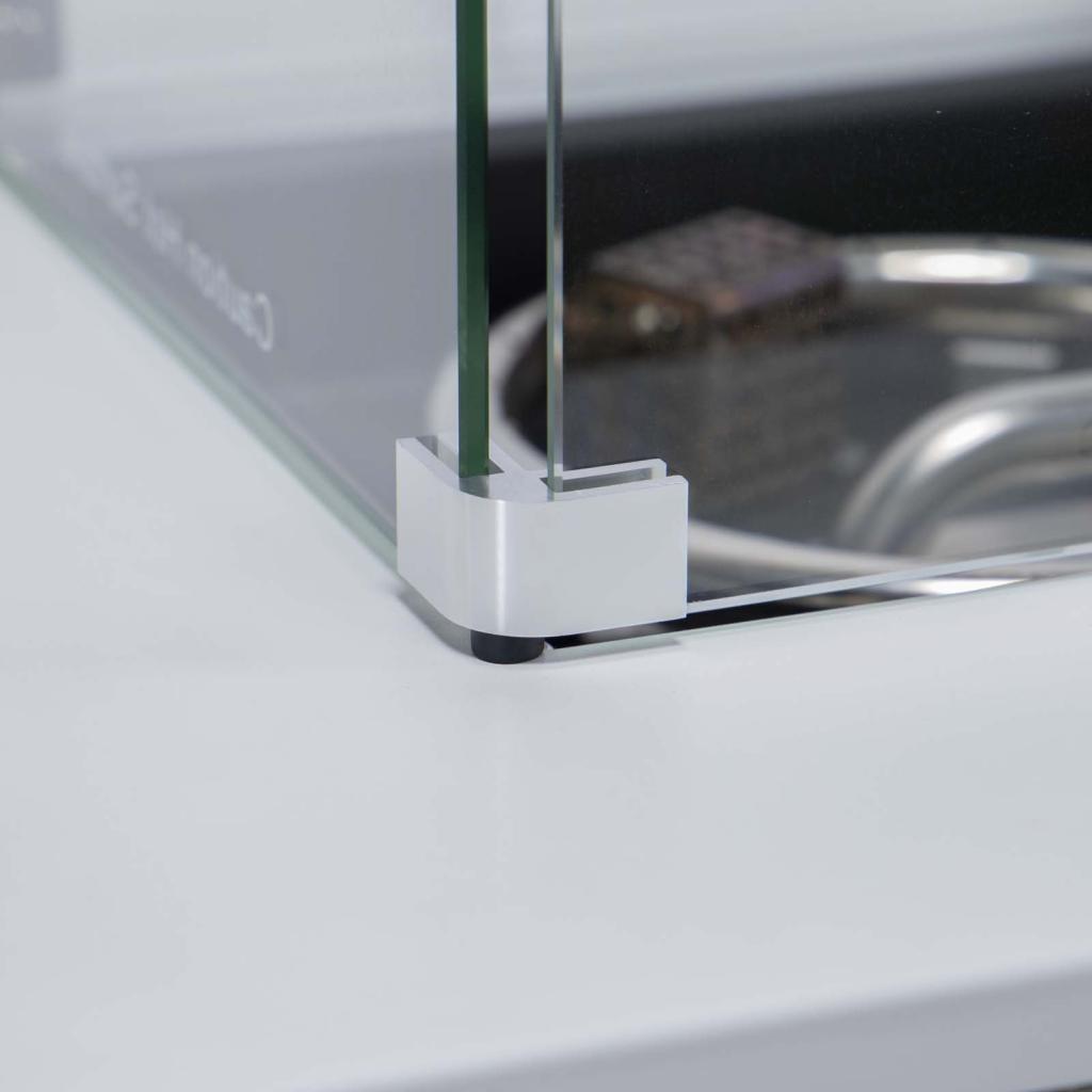 PureHaven Feuerschale Aluminiumrahmen gehärtetes Glas weiße Tischplatte Wetter- & Rostbeständigkeit inkl. Windschutz Glasperlen & Abdeckung