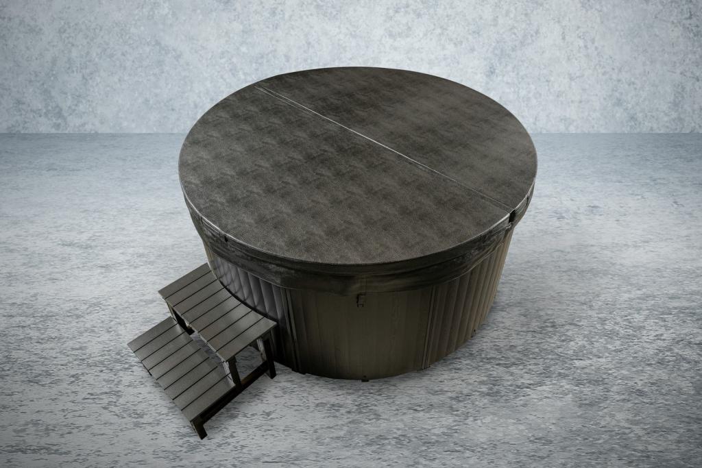 PureHaven American Outdoor-Whirlpool 208x208 cm für 4 Personen mit 33 Massagedüsen Gecko Computersystem Heizung LEDs Farbe Sterling Silber/Grau