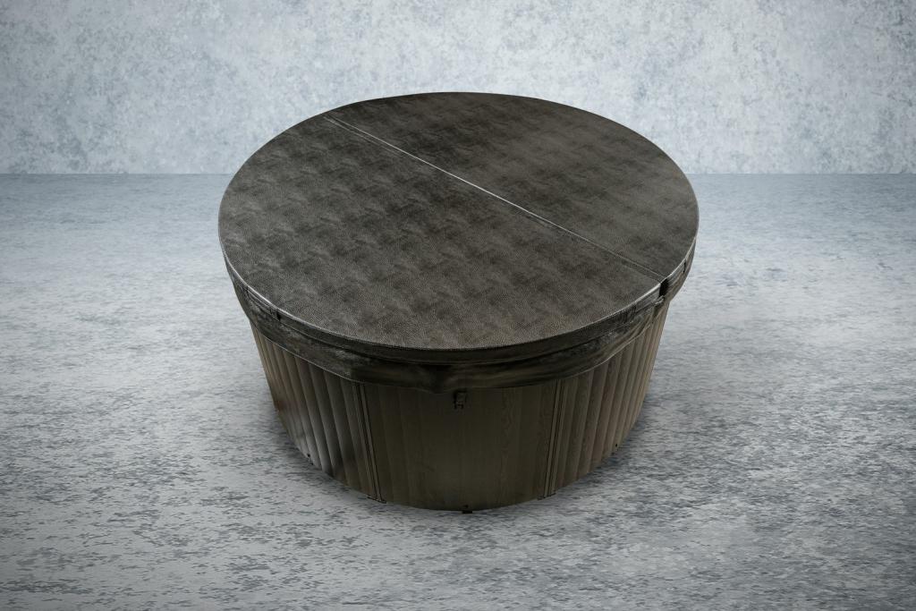 PureHaven American Outdoor-Whirlpool 208x208 cm für 4 Personen mit 33 Massagedüsen Gecko Computersystem Heizung LEDs Farbe Sterling Silber/Grau