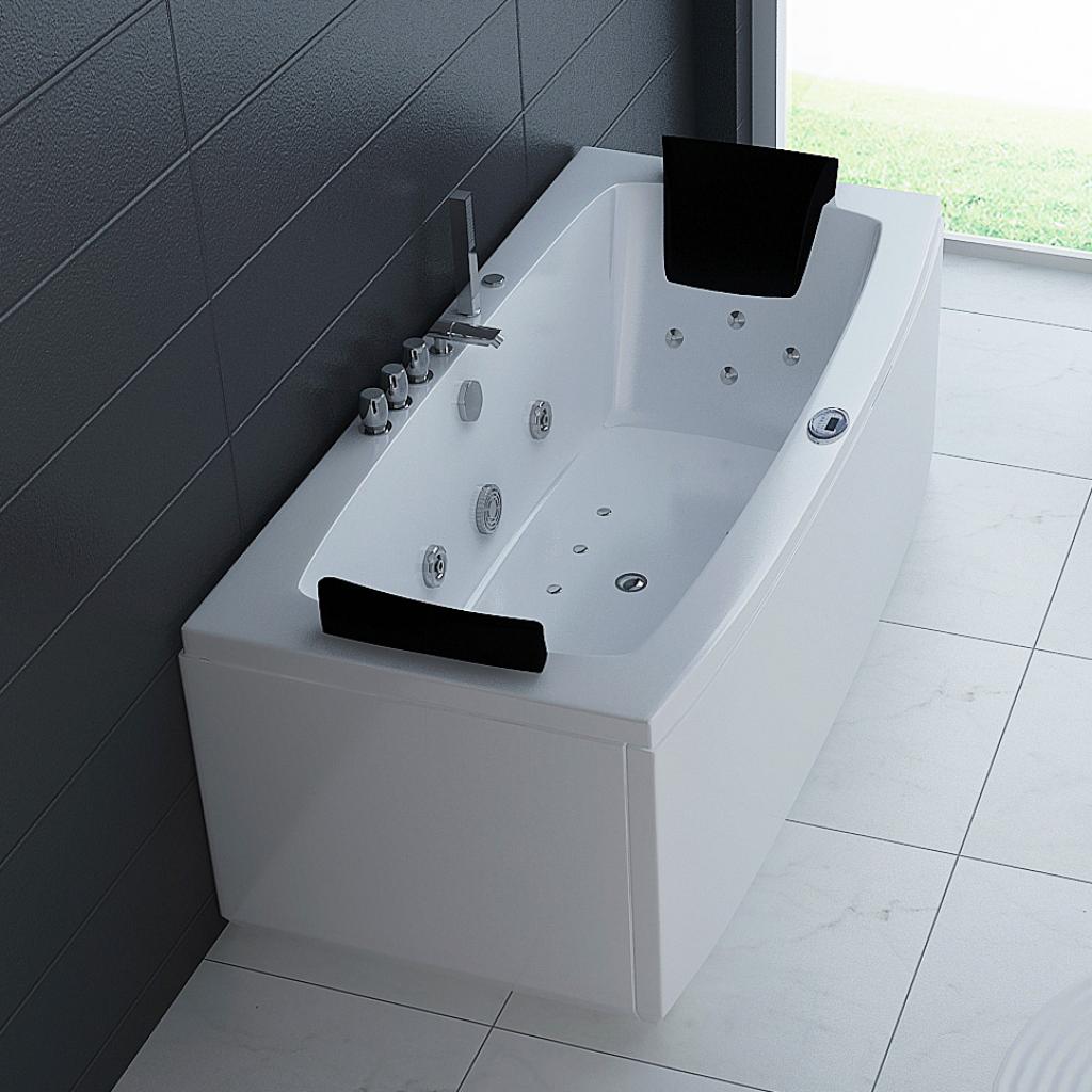 PureHaven Whirlpool 160x80 cm Heizung Reinigungsprogramm & Lichttherapie elegantes Design Bluetooth-fähiges Soundsystem