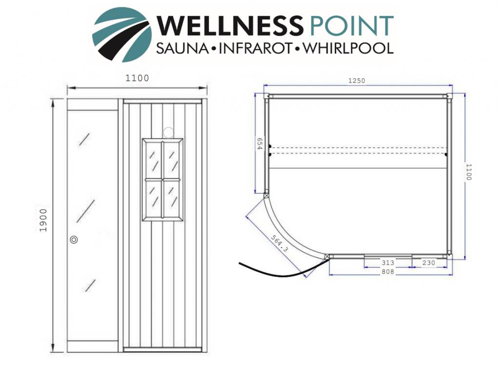 PureHaven Infrarotsauna 125x110x190 cm für 2 Personen kombiniert mit Saunaofen aus kanadischem Hemlockholz energiesparend Saunasteine