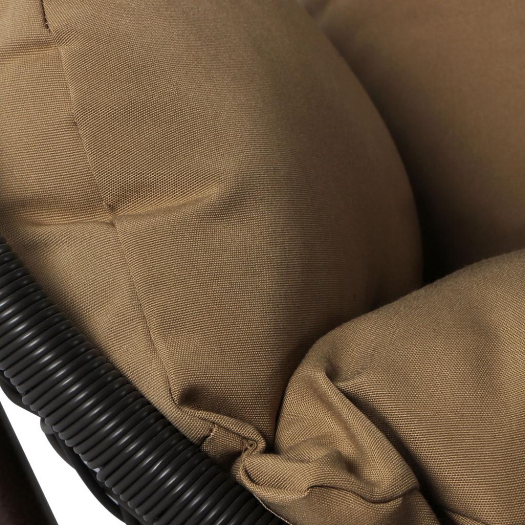 PureHaven Hängesessel 115x120x202 cm Rattan-Kunststoffgeflecht elegant geformt mit Kissen wasserfest strapazierfähig gefederte Aufhängung braun/kupfer