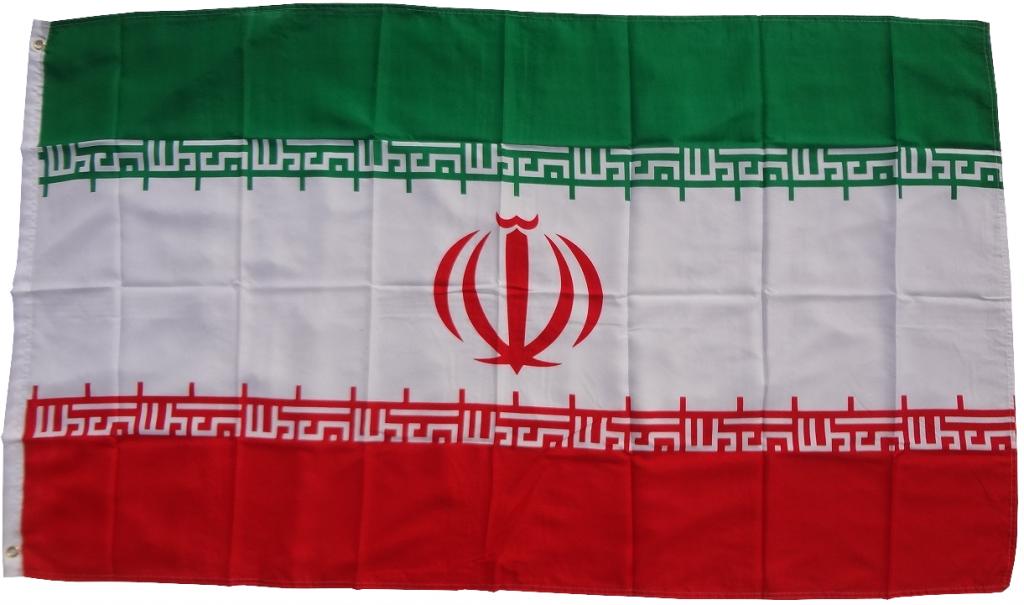 XXL Flagge Iran 250 x 150 cm Fahne mit 3 Ösen 100g/m² Stoffgewicht Hissflagge Hissen