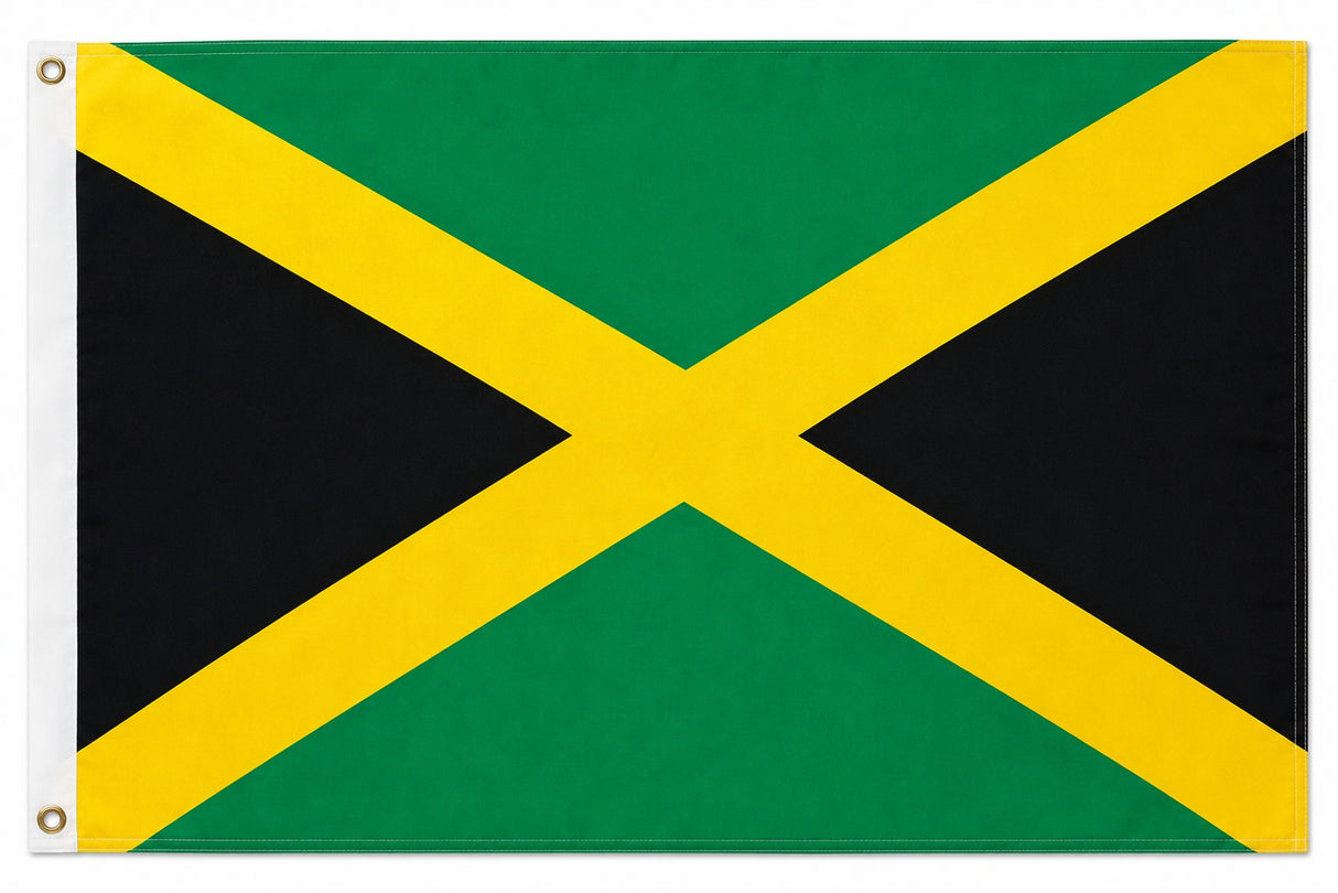 Flagge Jamaika 90 x 150 cm Fahne mit 2 Ösen 100g/m² Stoffgewicht Hissflagge für Mast