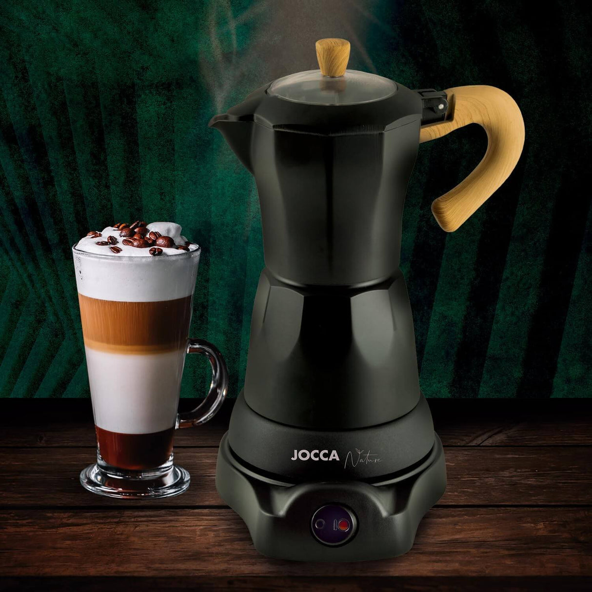 Jocca elektrische Espresso Kaffeemaschine in schwarz Nature Line für bis zu 6 Tassen mit 360° drehbarem Kopf