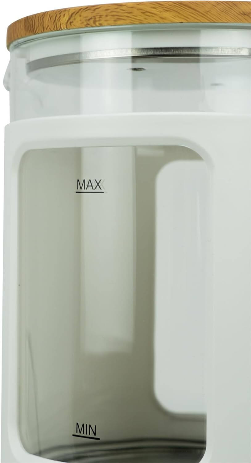 JOCCA Elektrischer Wasserkocher 1,8L, Nature-Line Weiss, 360° Basis, Borosilikatglas, Schnellkoch, Auto-Abschaltung, energiesparend, modern