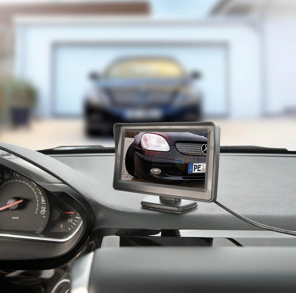 Lescars Rückfahrkamera PA-470 Funk Nummernschild, Einparkhilfe, kabellos, LCD-Farbmonitor