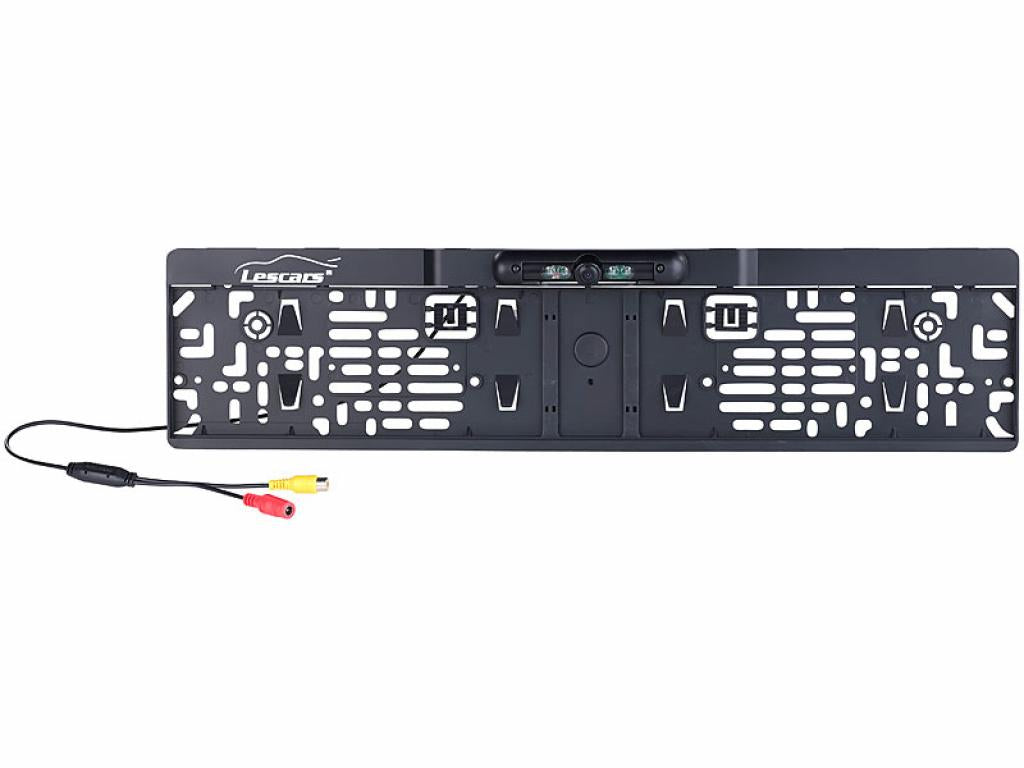 Lescars Funk-Rückfahrkamera 10,9-cm-TFT-Monitor Rückfahrhilfe im Nummernschild