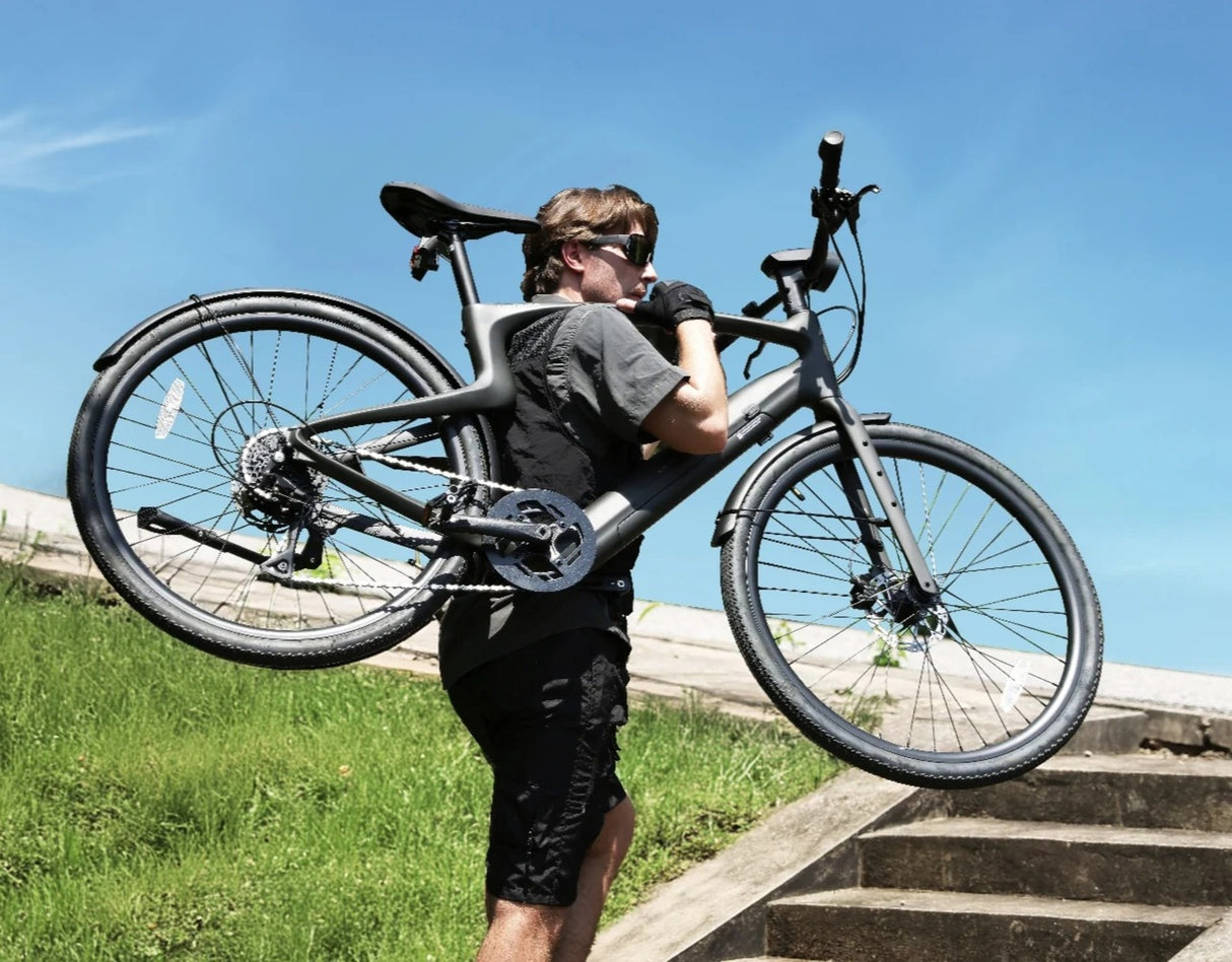 Urtopia Carbon 1 Pro E-Bike Größe L – 17 kg leichtes Pedelec mit Carbonrahmen, 130 km Reichweite, GPS-Diebstahlschutz, Fingerabdruck-Start, Navigation & Smartbar, 10-Gang