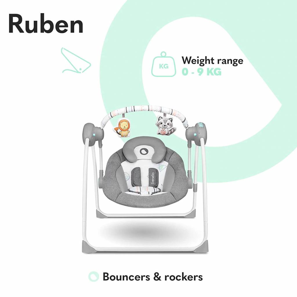 Lionelo Ruben türkis Babyschaukel Schaukel Wippe Babywippe mit Moskitonetz 0-12 kg