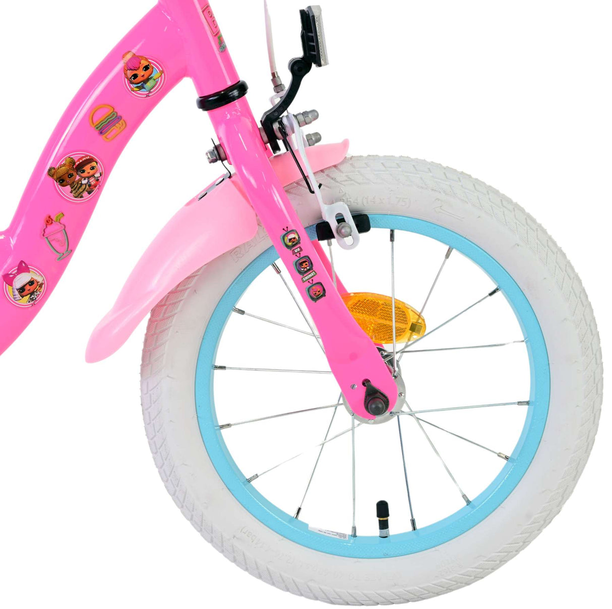 Volare Dolls Kinderfahrrad für Mädchen - 14 Zoll in Rosa mit Sicherheitsmerkmalen