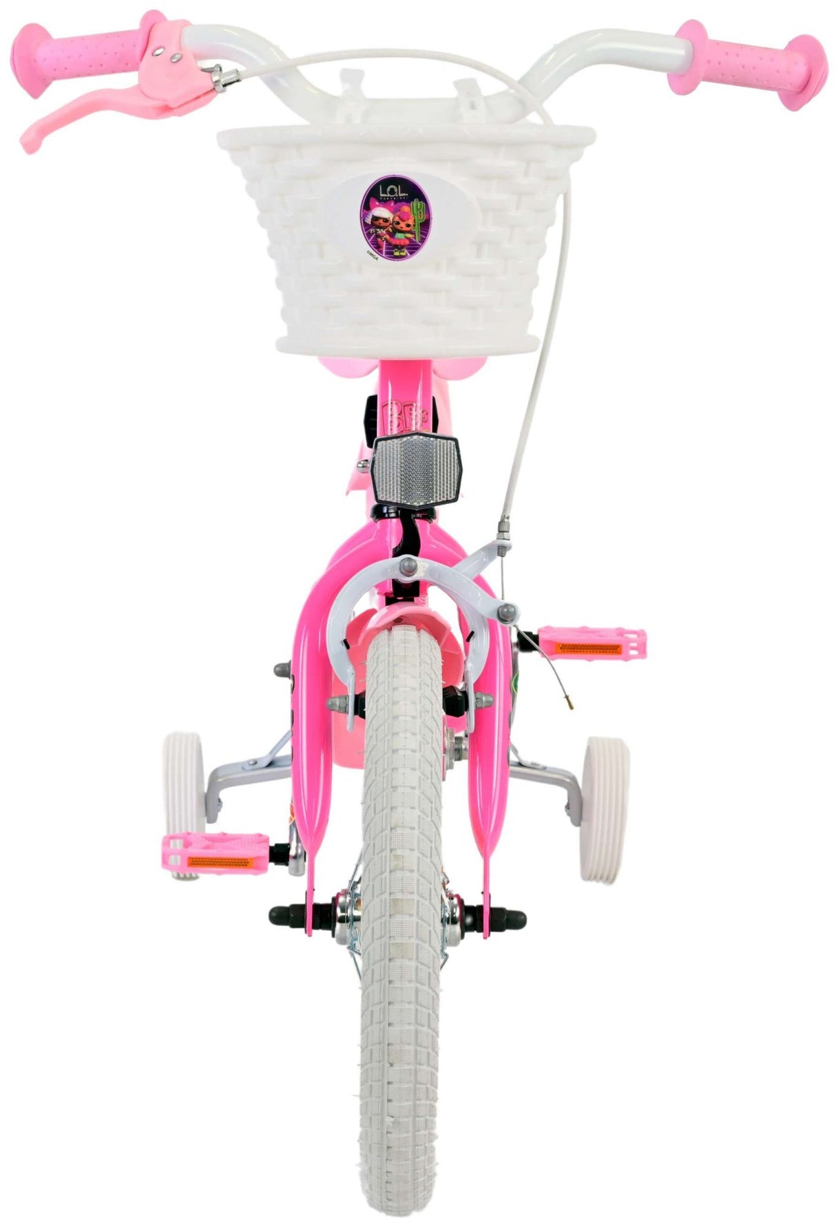 Volare Dolls Kinderfahrrad für Mädchen - 14 Zoll in Rosa mit Sicherheitsmerkmalen