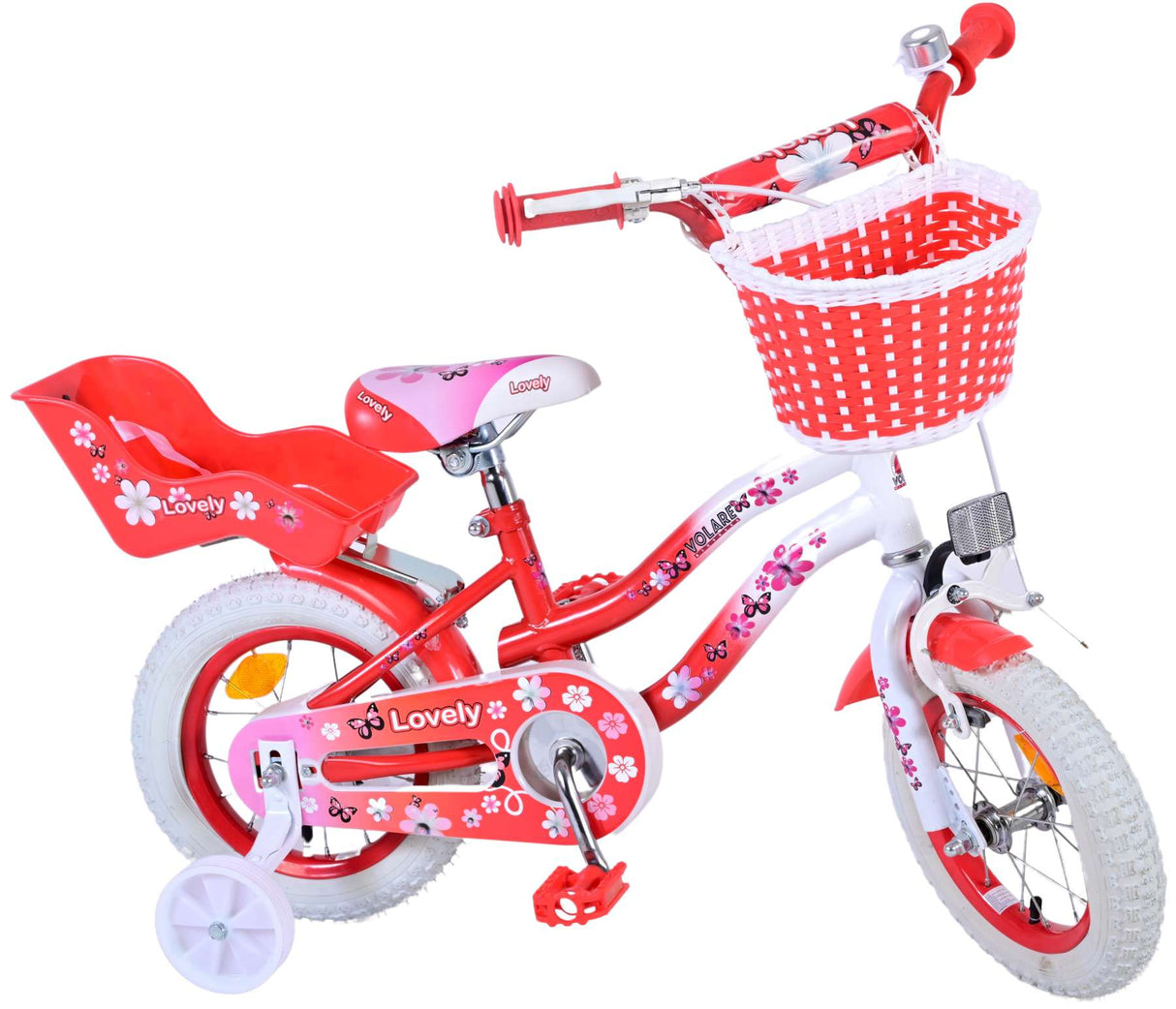 Volare Lovely Kinderfahrrad - Mädchen - 12 Zoll - Rot Weiß
