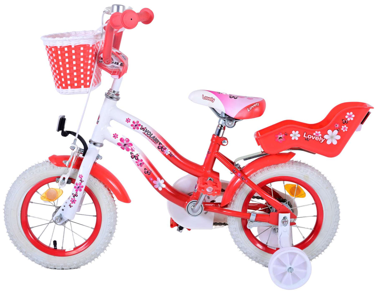Volare Lovely Kinderfahrrad - Mädchen - 12 Zoll - Rot Weiß