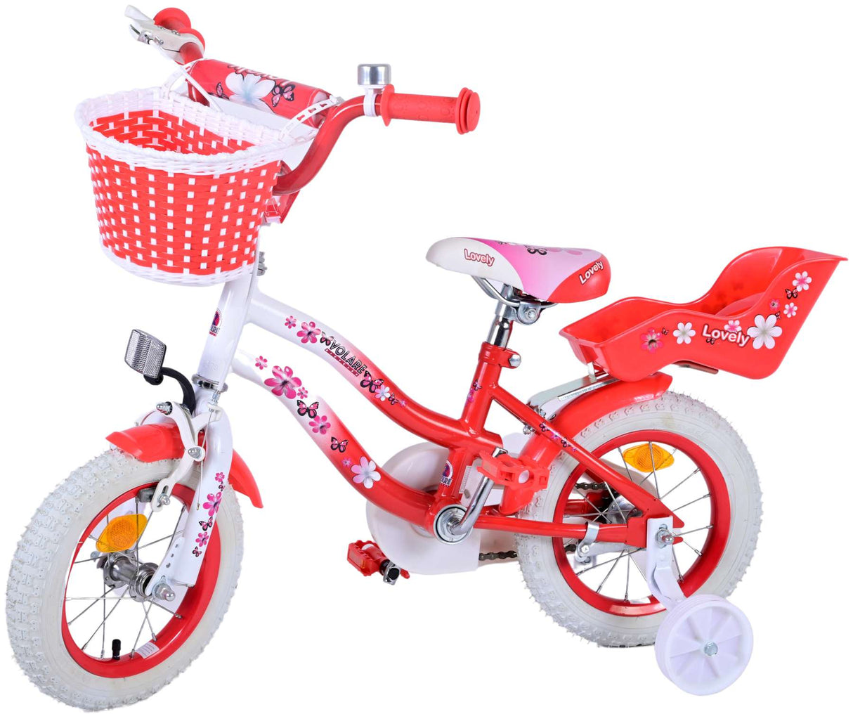 Volare Lovely Kinderfahrrad - Mädchen - 12 Zoll - Rot Weiß