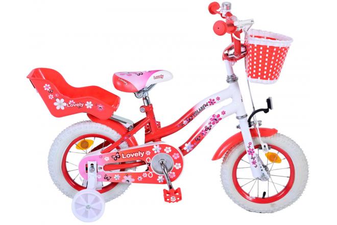 Volare Lovely Kinderfahrrad - Mädchen - 12 Zoll - Rot Weiß
