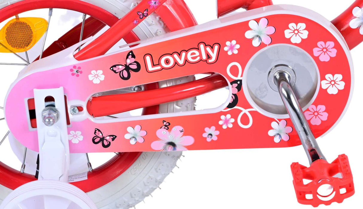 Volare Lovely Kinderfahrrad - Mädchen - 12 Zoll - Rot Weiß