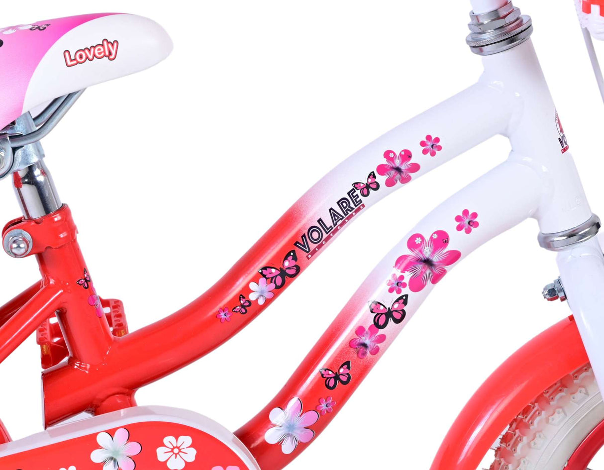 Volare Lovely Kinderfahrrad - Mädchen - 12 Zoll - Rot Weiß
