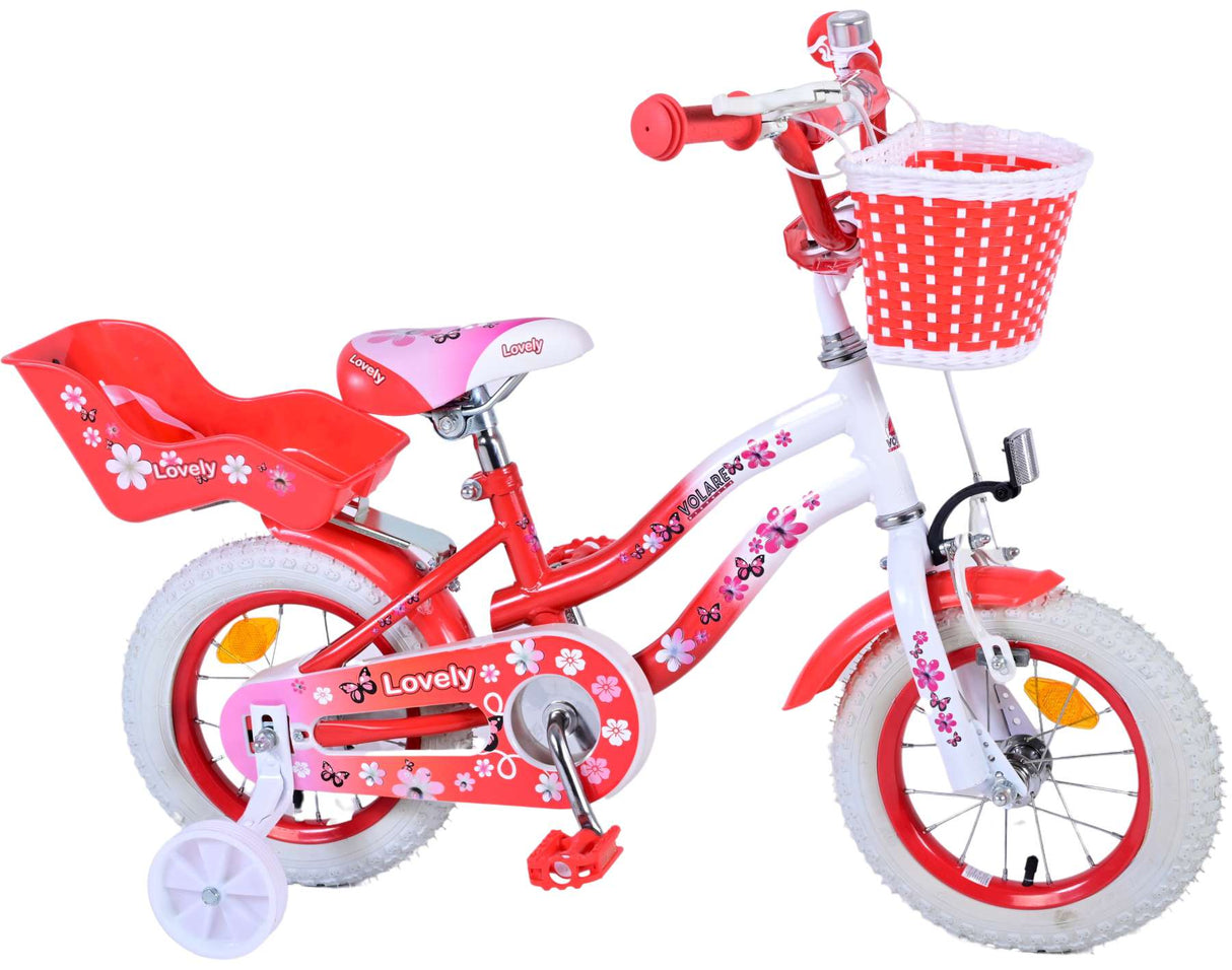 Volare Lovely Kinderfahrrad - Mädchen - 12 Zoll - Rot Weiß