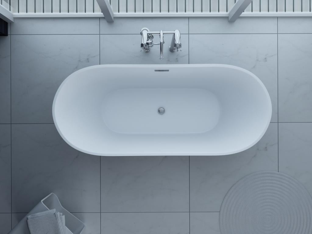 PureHaven freistehende Luxus Acryl-Badewanne 170x80 cm elegant inkl. Siphon Überlaufschutz leicht zu pflegende Oberfläche extra starker Rahmen Weiß