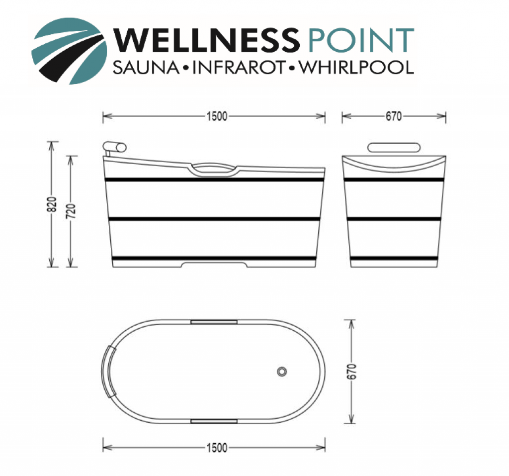 PureHaven freistehende Holzbadewanne 150x67x82 cm aus Zedernholz 150 L ergonomische Formgebung pflegeleichte Oberfläche verstärkter Rahmen mit Ablauf