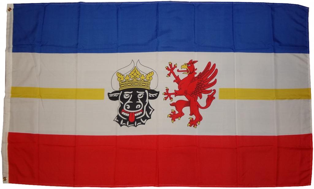 Flagge Mecklenburg-Vorpommern 250 x 150 cm Fahne mit 3 Ösen 100g/m² Stoffgewicht Hiss