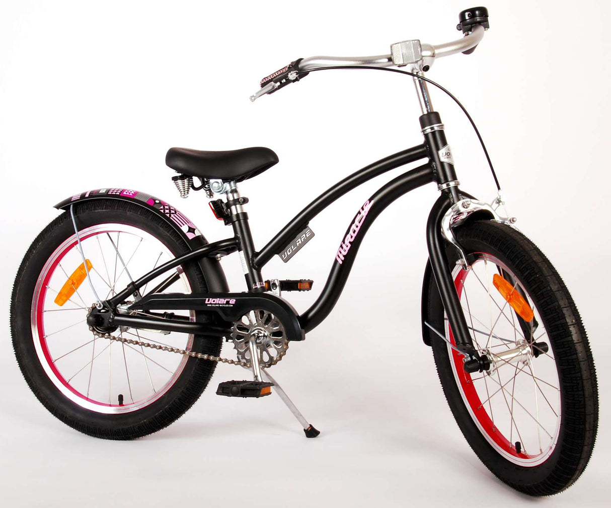 Volare Miracle Cruiser Kinderfahrrad - Mädchen - 18 Zoll - Mattschwarz - Prime Collection