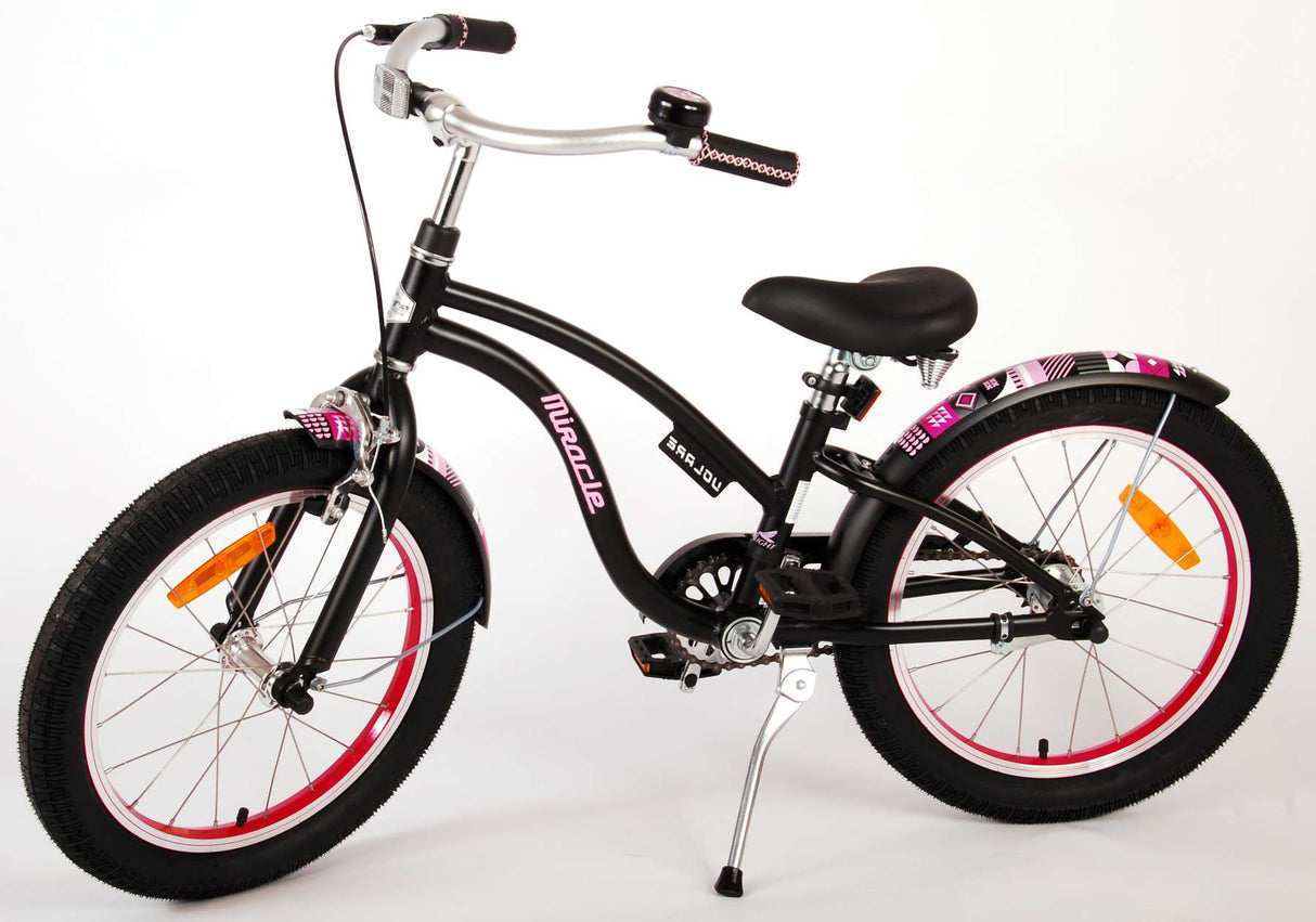 Volare Miracle Cruiser Kinderfahrrad - Mädchen - 18 Zoll - Mattschwarz - Prime Collection