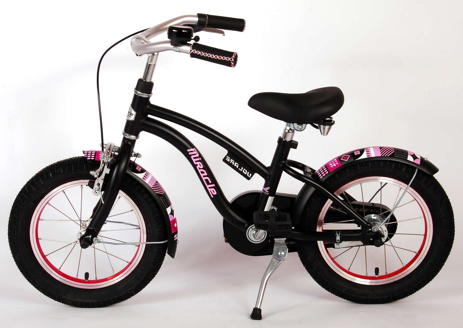Volare Miracle Cruiser Kinderfahrrad - Mädchen - 14 Zoll - Mattschwarz - Prime Collection