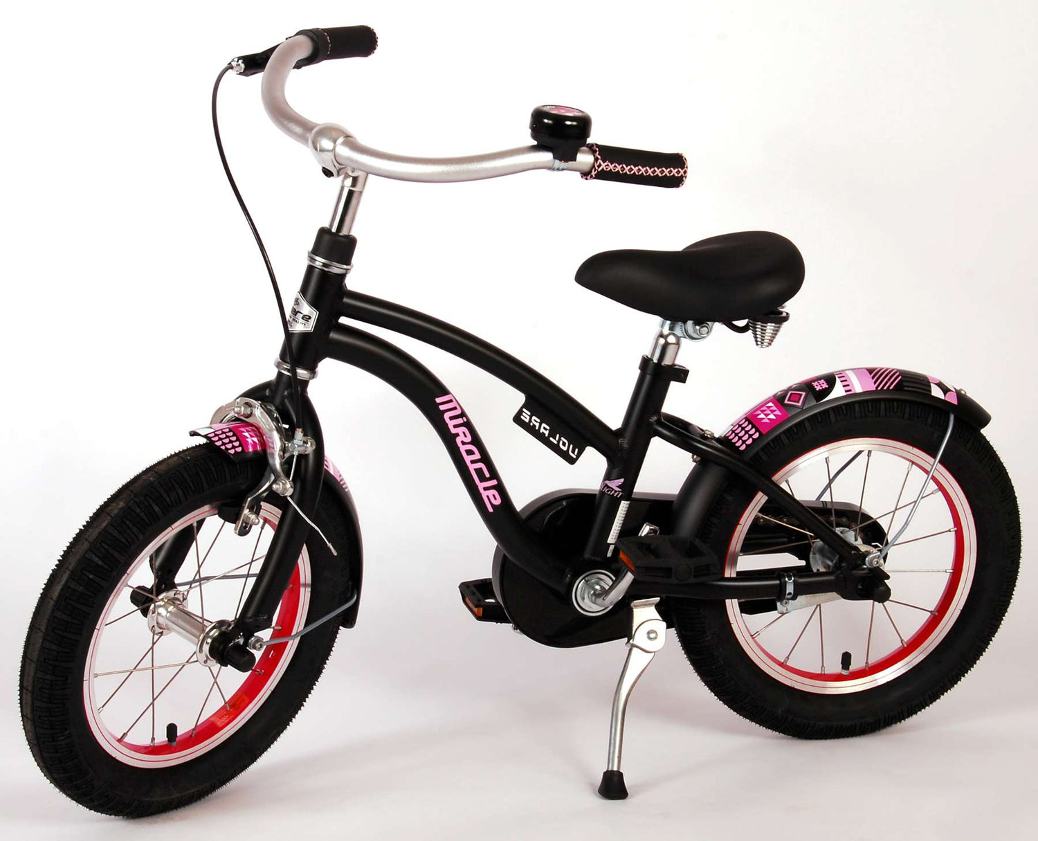 Volare Miracle Cruiser Kinderfahrrad - Mädchen - 14 Zoll - Mattschwarz - Prime Collection