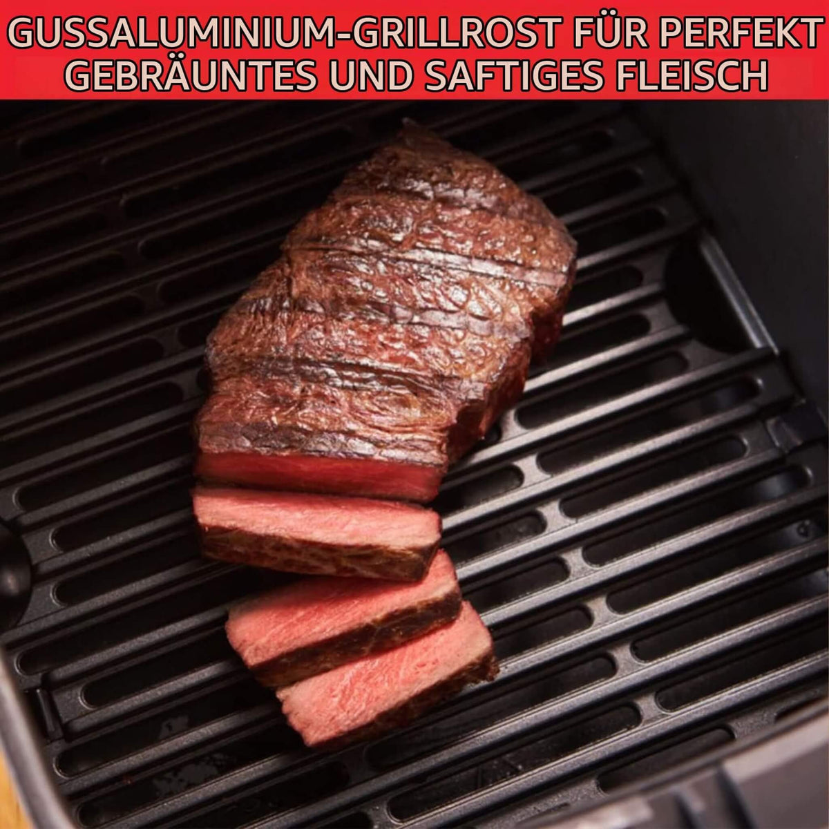 Moulinex-Heissluftfritteuse-4,2L-Grilloptik am Fleisch
