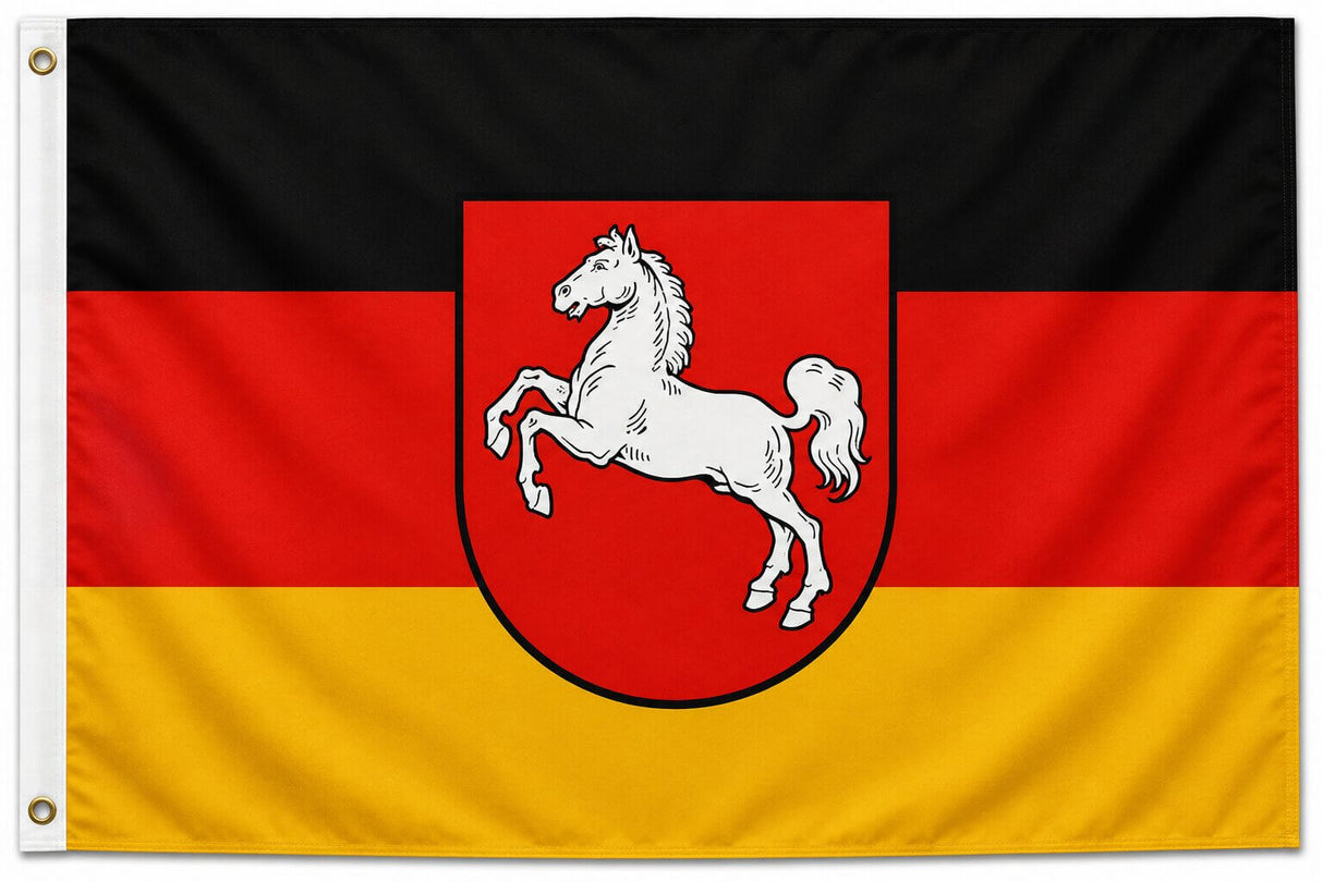 Flagge Niedersachsen 90 x 150 cm Fahne mit 2 Ösen 100g/m² Stoffgewicht Hissflagge Hissen