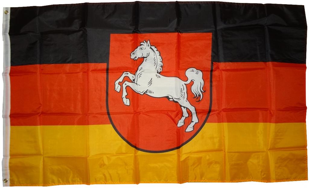 Flagge Niedersachsen 250 x 150 cm Fahne mit 3 Ösen 100g/m² Stoffgewicht Hissflagge