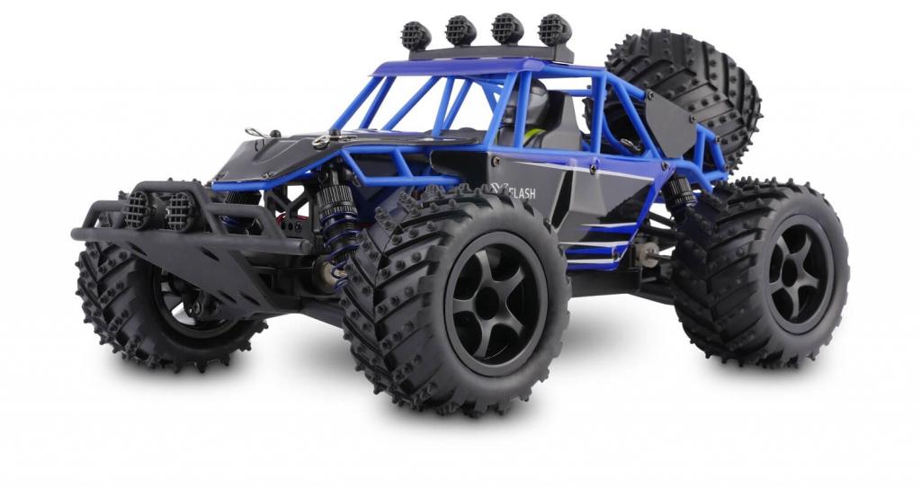 Overmax X-Flash ferngesteuerter RC Buggy 45 km/h, 1:18, 2 Akkus, Allrad, 100m, Öl Stossdämpfer, LED Licht, Auto