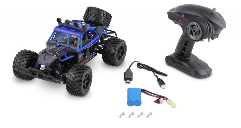 Overmax X-Flash ferngesteuerter RC Buggy 45 km/h, 1:18, 2 Akkus, Allrad, 100m, Öl Stossdämpfer, LED Licht, Auto