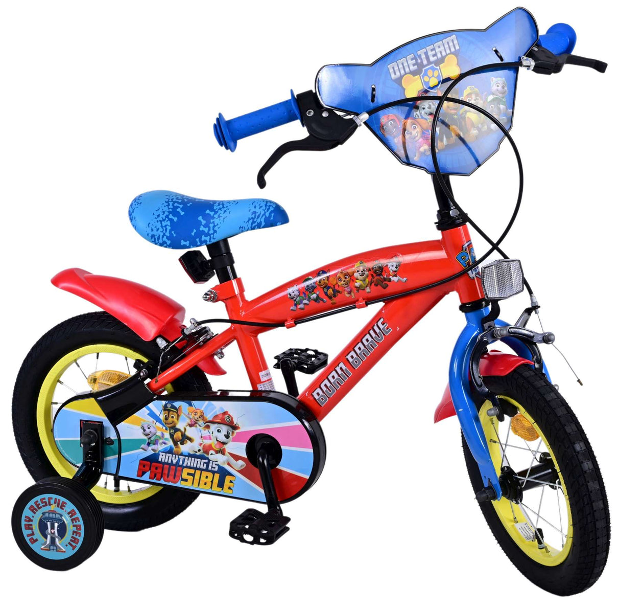Volare Paw Patrol 12-Zoll-Kinderfahrrad Blau mit zwei Handbremsen - Sicherheit, Komfort und Spaß für jedes Kind!