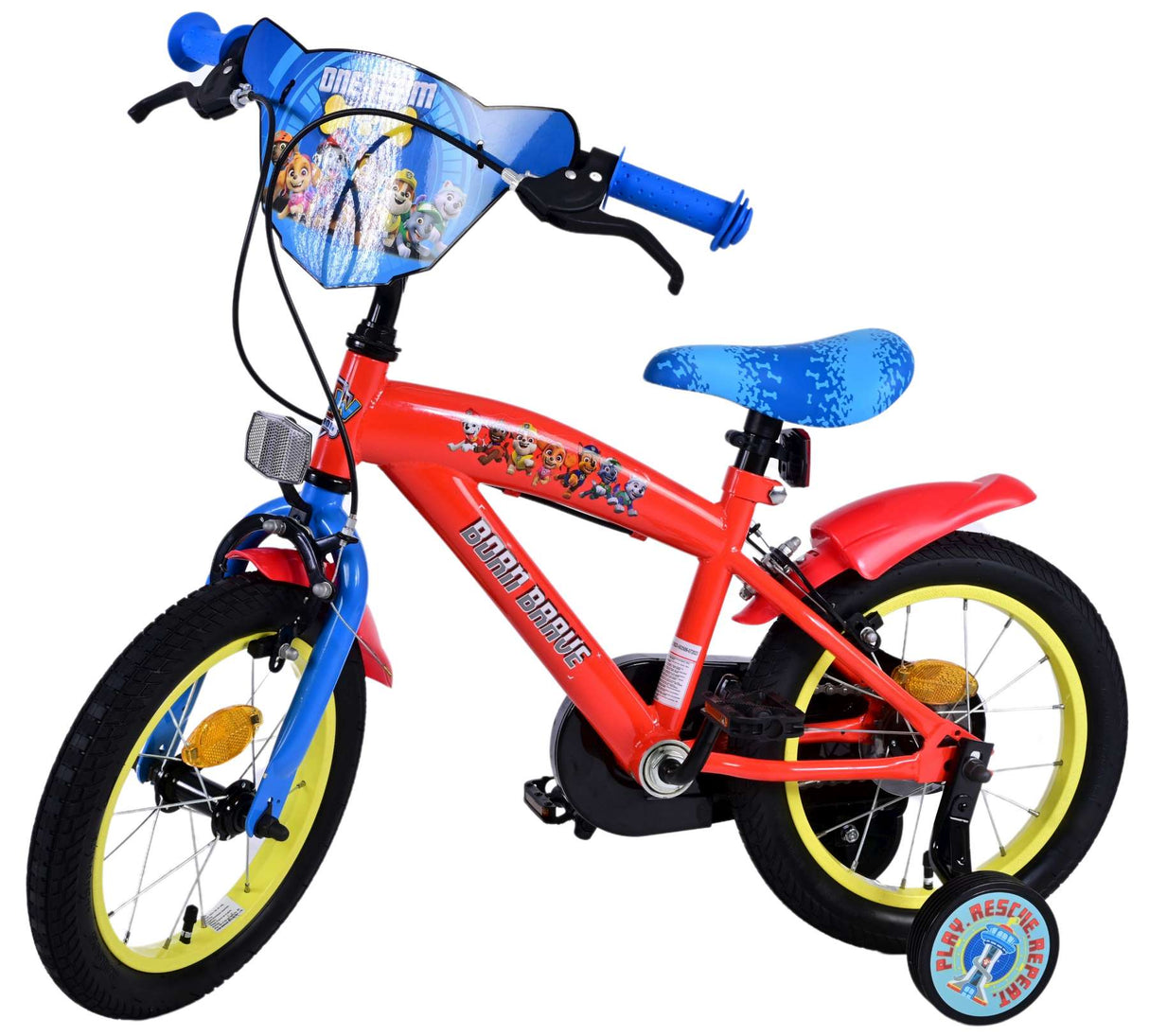 Volare Paw Patrol Kinderfahrrad - Jungen - 14 Zoll - Blau - Zwei handbremsen