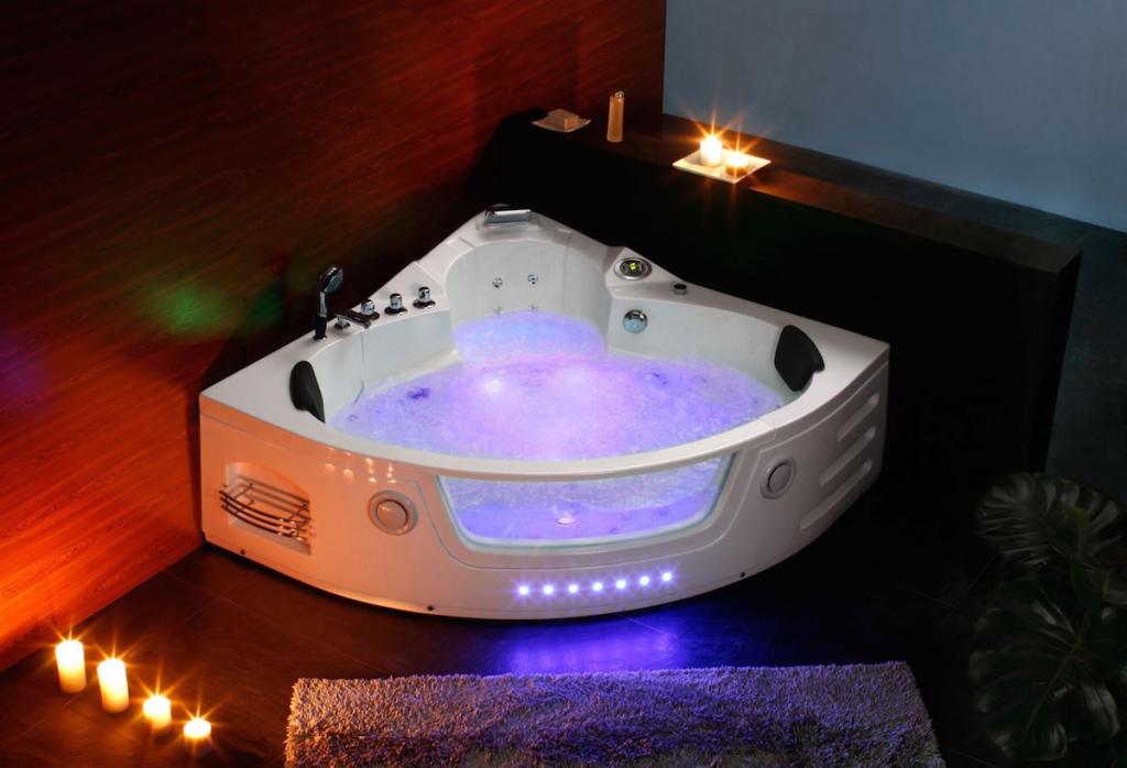 PureHaven Whirlpool 140x140 cm Wasserfall Heizung Lichttherapie Soundsystem Reinigungsprogramm Bluetooth-Soundsystem