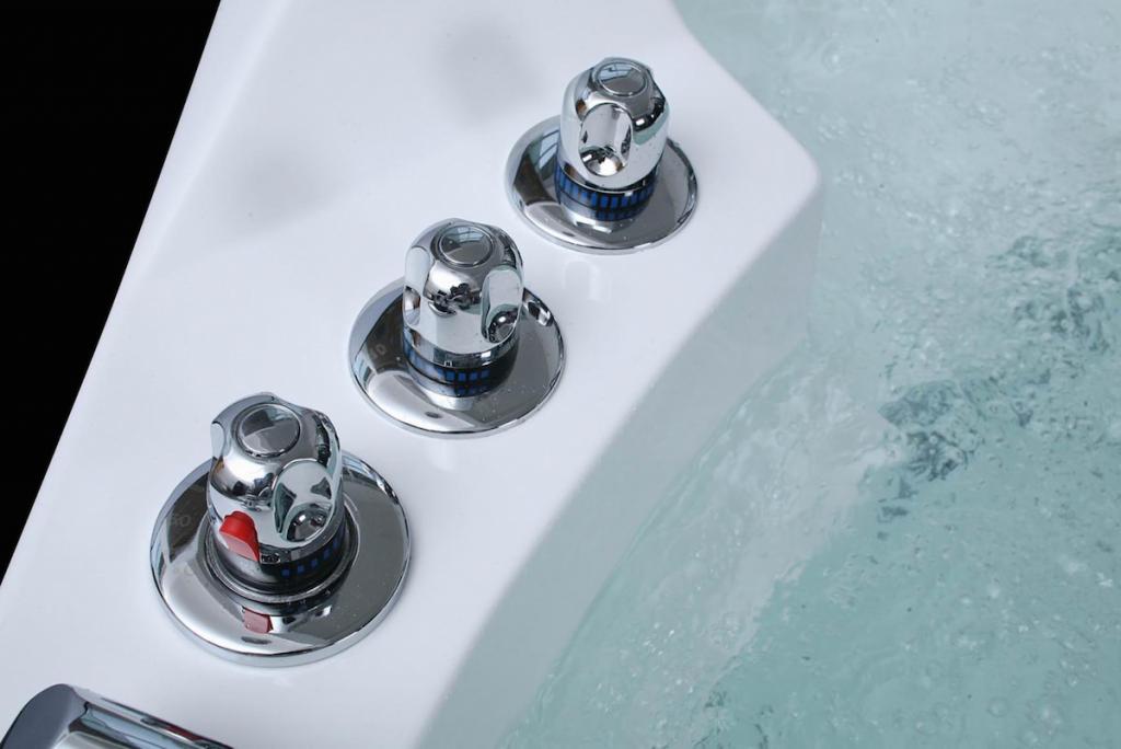 PureHaven Whirlpool 140x140 cm Wasserfall Heizung Lichttherapie Soundsystem Reinigungsprogramm Bluetooth-Soundsystem