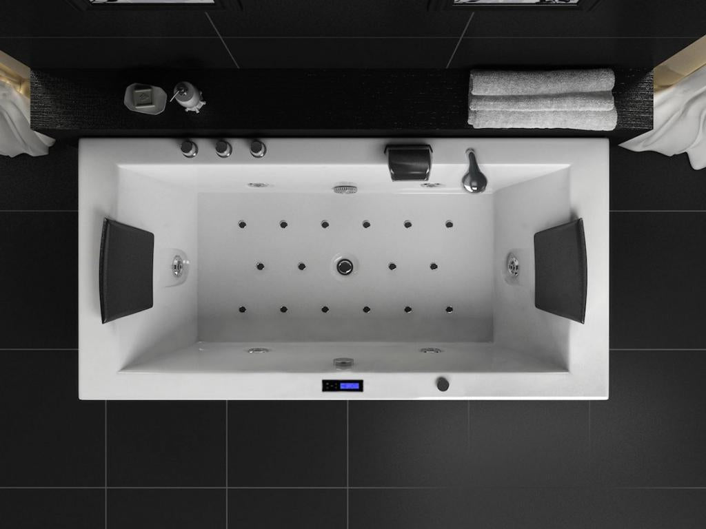 PureHaven Whirlpool 182x90cm Heizung Reinigungsprogramm & Lichttherapie Wasserfall Bluetooth-fähiges Soundsystem