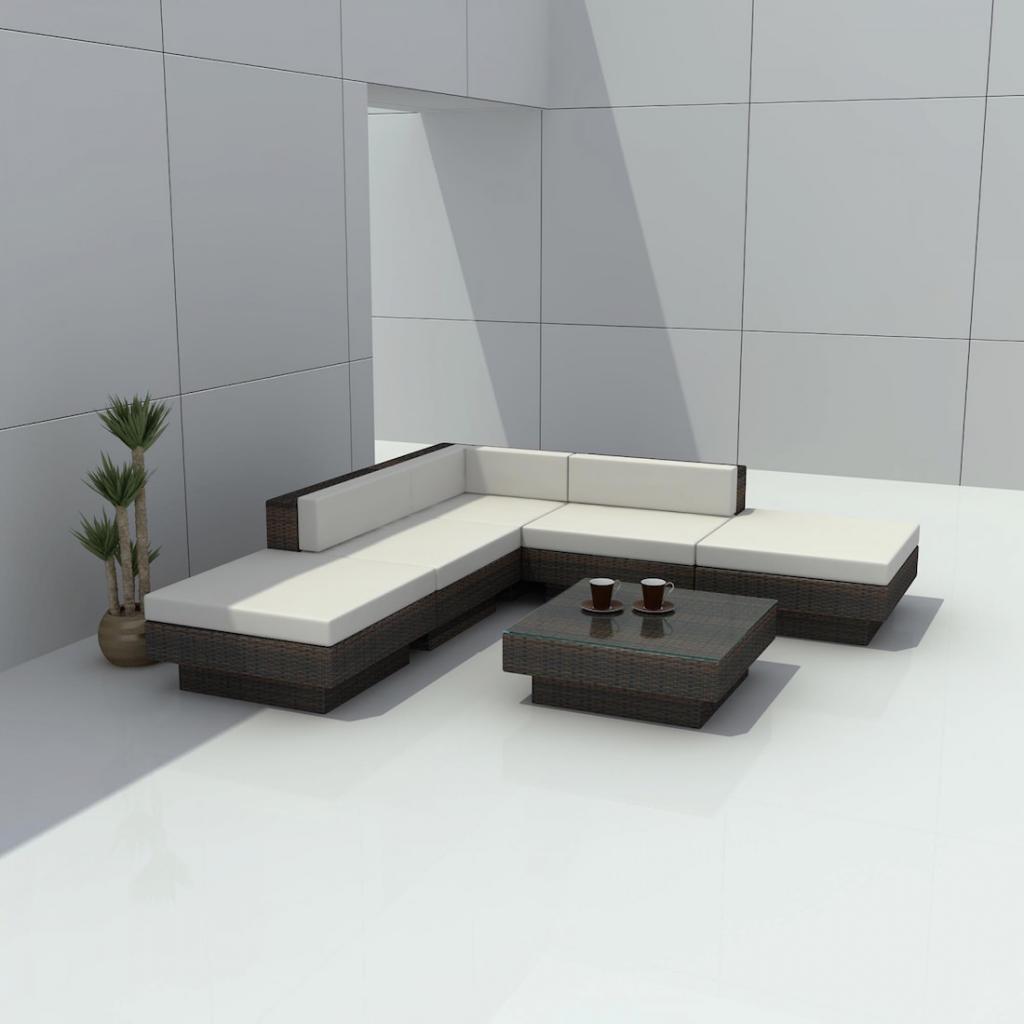 PureHaven Rattangarnitur 300x300 cm elegant geformt strapazierfähig und extra stabil inkl. Sitz- und Rückenkissen creme-weiße Sitzauflagen